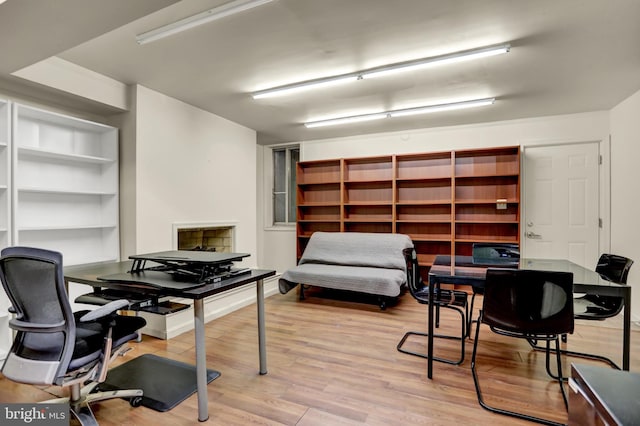 office space featuring light hardwood / wood-style flooring