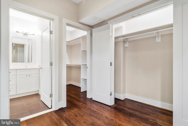 closet featuring visible vents and a sink