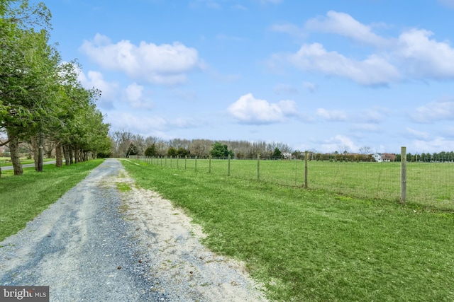 view of road with a rural view