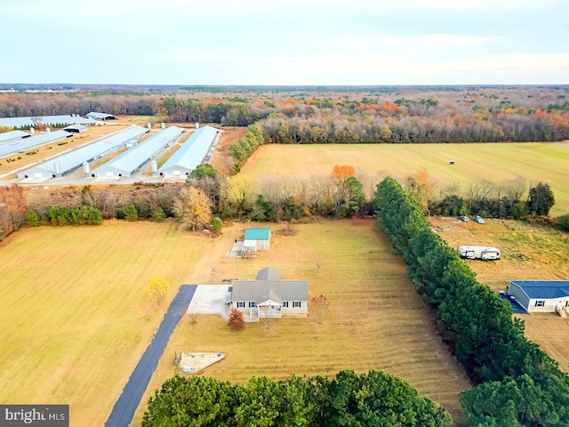 bird's eye view featuring a rural view