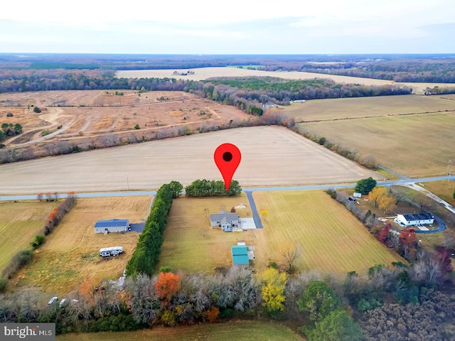 drone / aerial view featuring a rural view