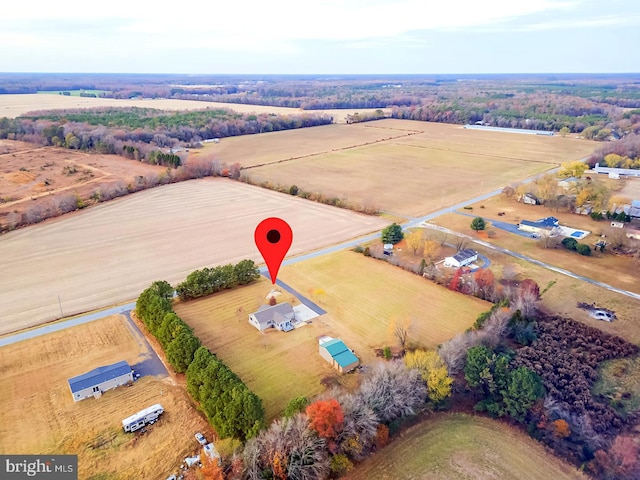 bird's eye view featuring a rural view