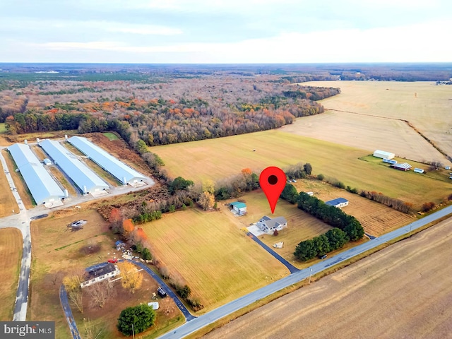 drone / aerial view with a rural view