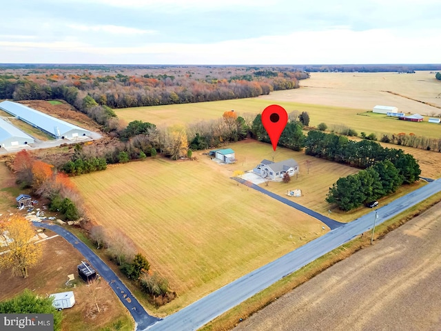 aerial view with a rural view