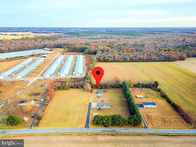 bird's eye view with a rural view