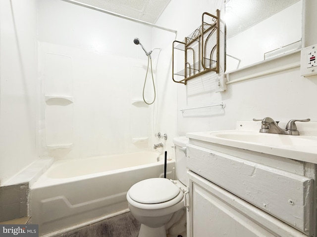 full bathroom featuring vanity, toilet, and tub / shower combination