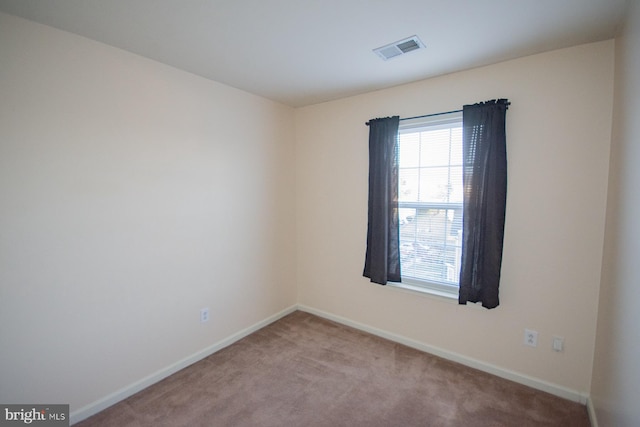 spare room featuring light carpet