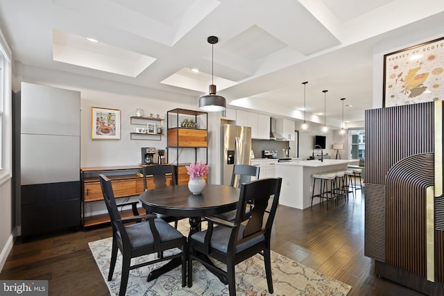 dining room with dark wood-type flooring