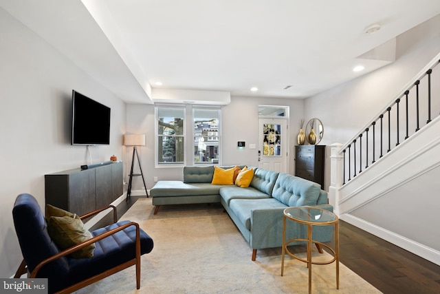 living room featuring light hardwood / wood-style floors