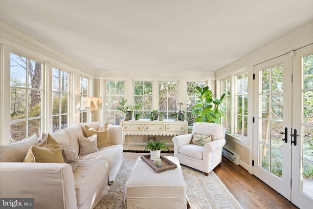 sunroom with baseboard heating