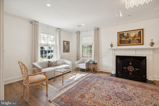 living room featuring wood-type flooring