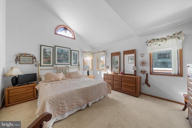 66 Pelican Dr, Avalon, NJ 08202 - bedroom featuring carpet, high vaulted ceiling, and baseboards