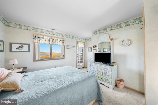 66 Pelican Dr, Avalon, NJ 08202 - bedroom with light carpet, baseboards, and wallpapered walls