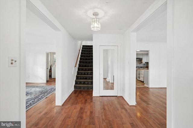 interior space with dark hardwood / wood-style flooring