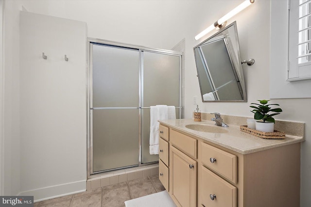 9 144th St Unit C, Paradise Beach, Ocean City, MD 21842 - bathroom featuring a shower stall, vanity, and tile patterned flooring