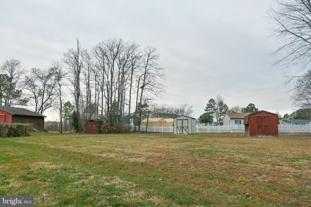 view of yard with a storage unit