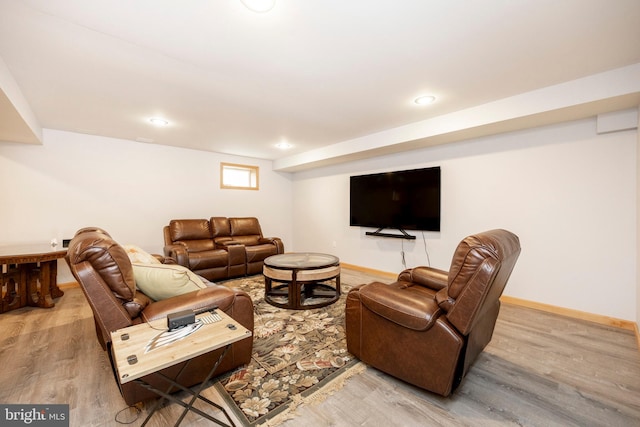 living room with hardwood / wood-style floors