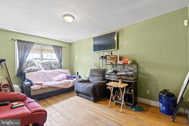 bedroom with light hardwood / wood-style floors