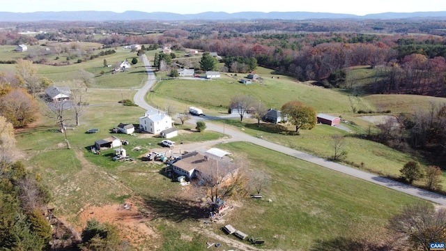 birds eye view of property featuring a mountain view