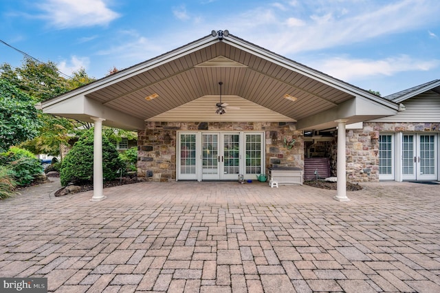 view of patio featuring french doors