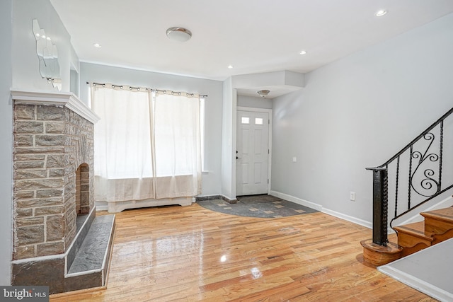 entryway featuring hardwood / wood-style flooring