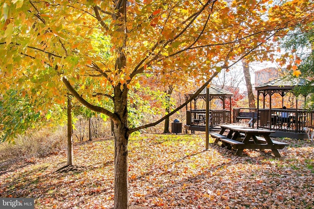 view of yard with a gazebo