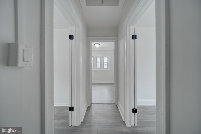 hall featuring light hardwood / wood-style flooring