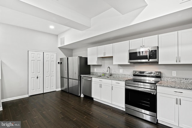 kitchen with white cabinets, sink, and appliances with stainless steel finishes