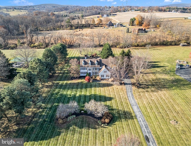 drone / aerial view featuring a rural view