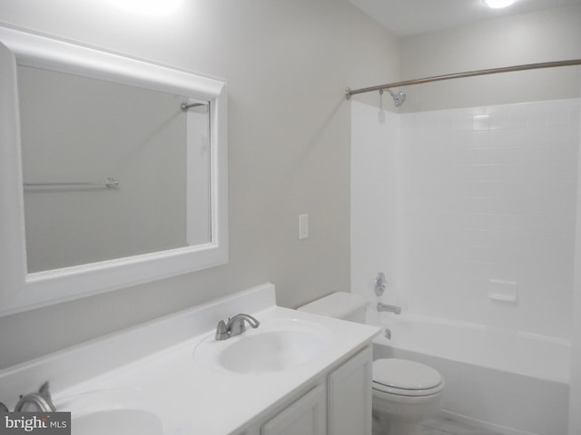 full bathroom featuring vanity, toilet, and bathing tub / shower combination