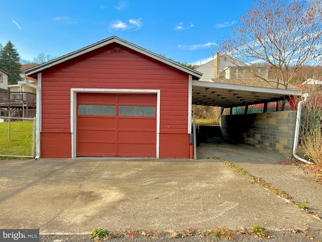 garage with a carport