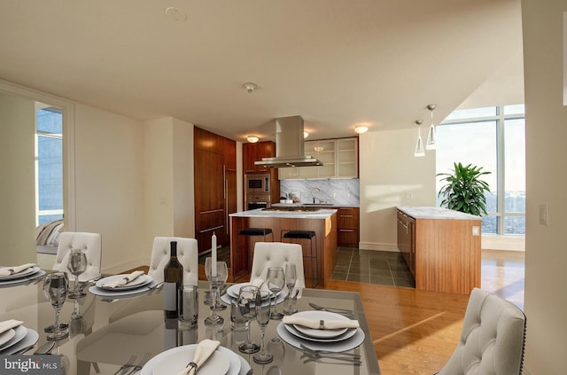 1414 S Penn Sq S Unit 45Gh, Philadelphia, PA 19102 - dining space with dark wood finished floors