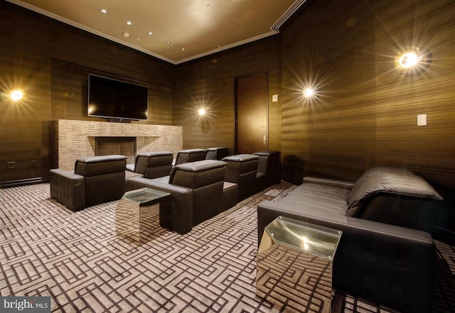 1414 S Penn Sq S Unit 45Gh, Philadelphia, PA 19102 - cinema room with wallpapered walls, brick patterned flooring, and recessed lighting