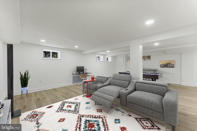 living room featuring light hardwood / wood-style floors