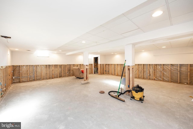 basement with a drop ceiling