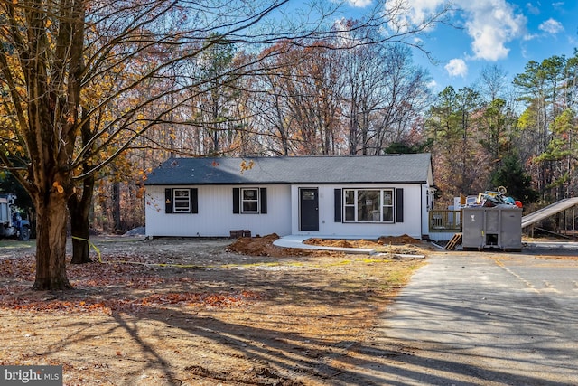 view of single story home