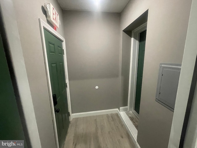 corridor featuring light hardwood / wood-style flooring