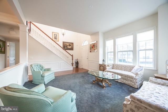 living room with wood-type flooring