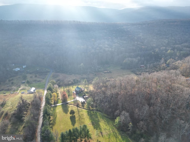 drone / aerial view with a mountain view