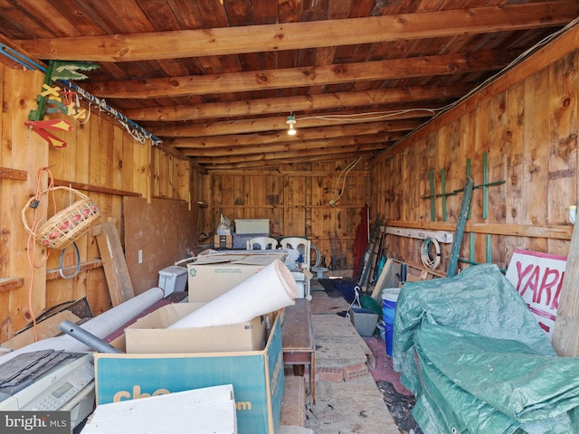 interior space with wooden walls and wood ceiling