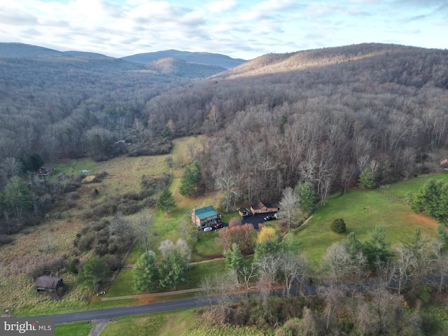 aerial view featuring a mountain view