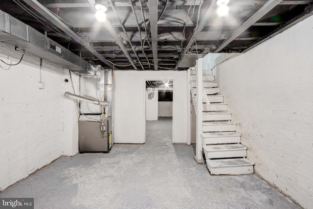 basement with heating unit