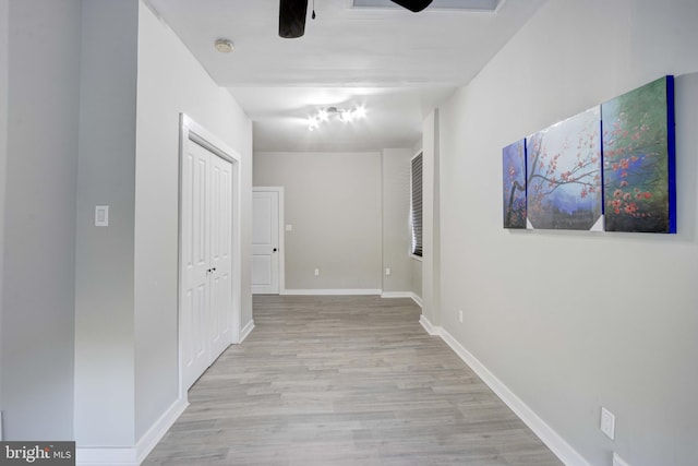 hall featuring light hardwood / wood-style flooring