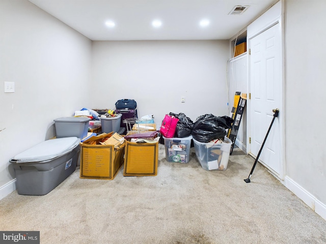 interior space featuring carpet