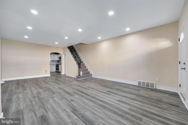 unfurnished living room with wood-type flooring