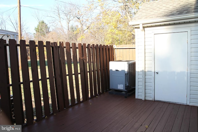 deck featuring central AC unit