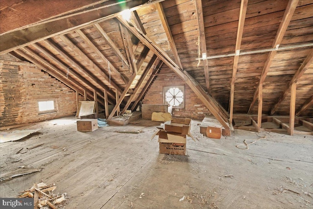 unfinished attic with a wealth of natural light