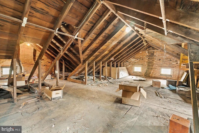 view of unfinished attic