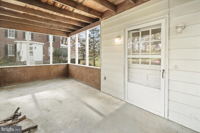 view of unfurnished sunroom