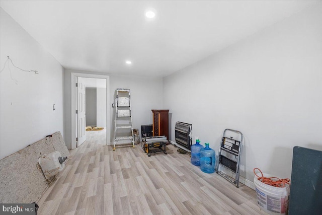 sitting room with light hardwood / wood-style flooring